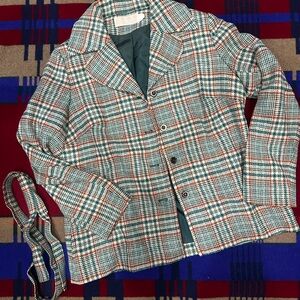 Pendleton Plaid Blazer - Red, Green, Cream